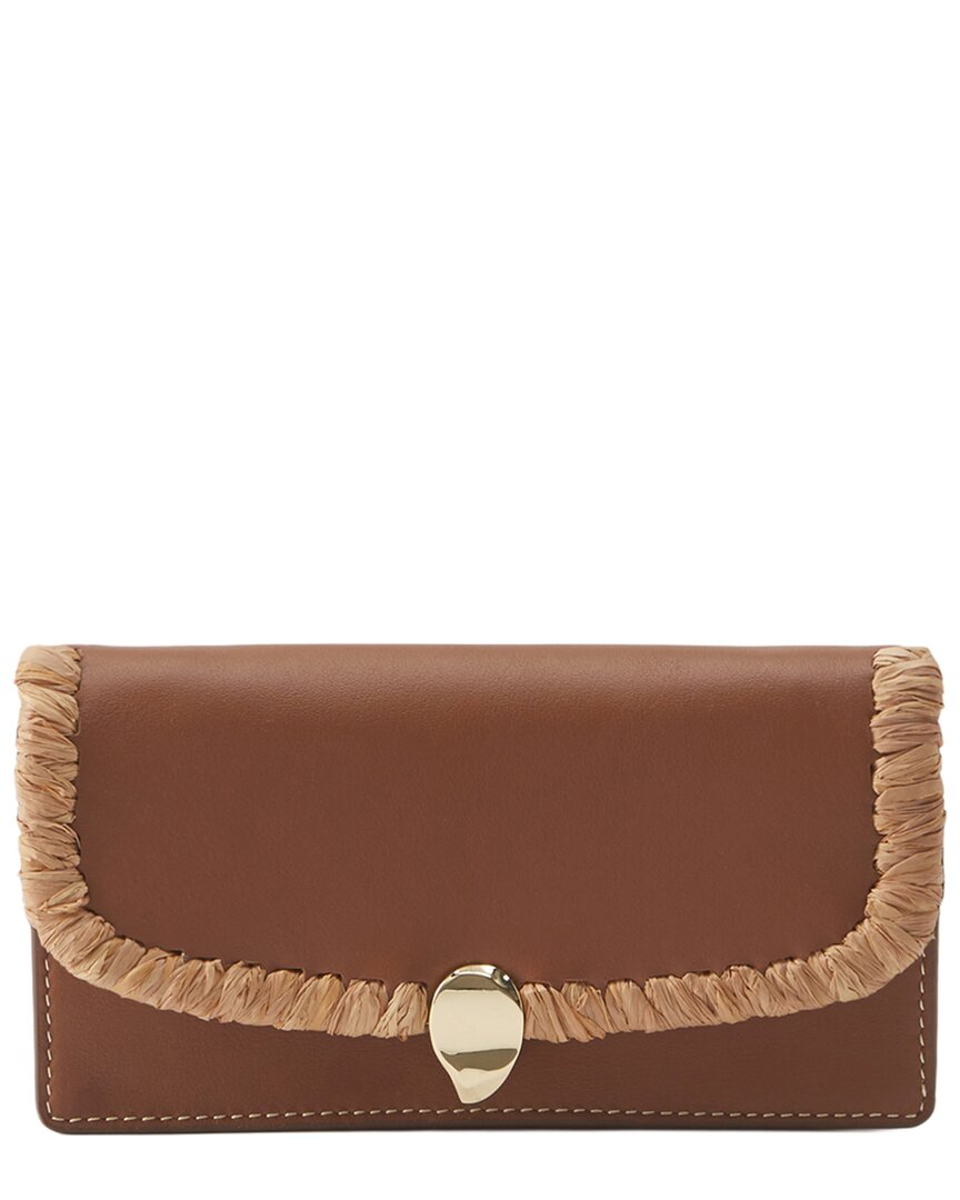 Helen Kaminski Blisse Raffia & Leather Wallet In Brown