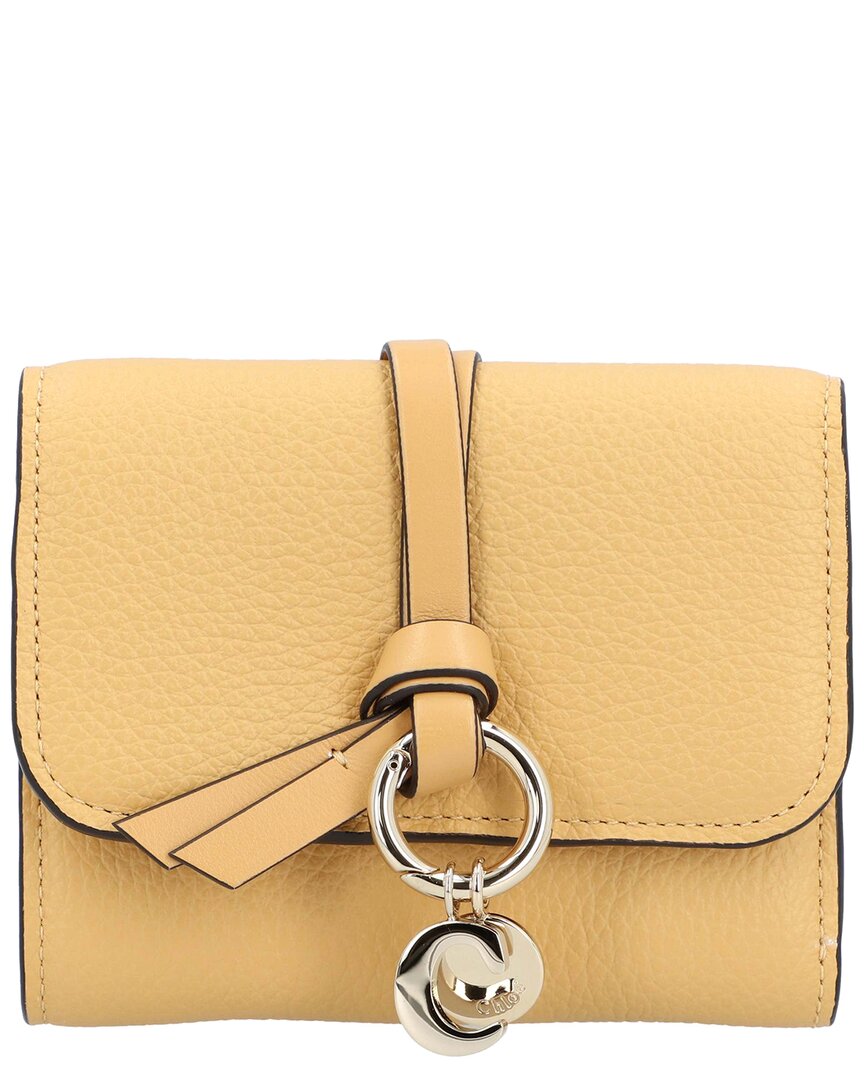 Chloé Yellow Leather Tri-fold Wallet Alphabet