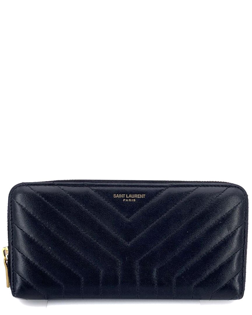 Saint Laurent Black Leather Wallet (authentic Pre-loved) In Blue