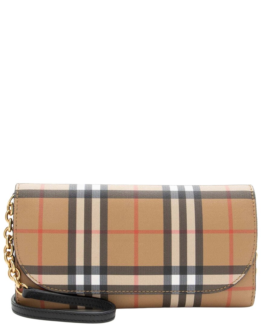 Burberry Beige Leather House Check Henley Chain Wallet (authentic Pre-loved)