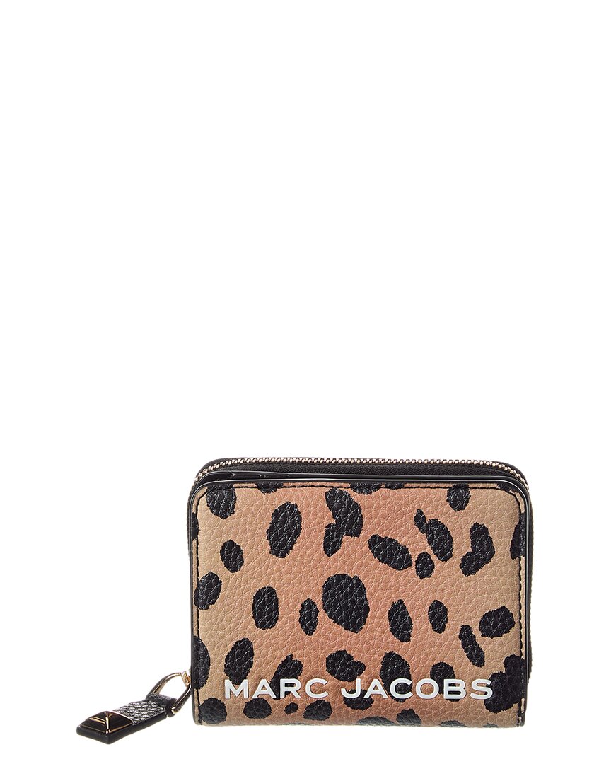 Marc Jacobs Cheetah Bold Slg Mini Leather Compact Wallet In Multi