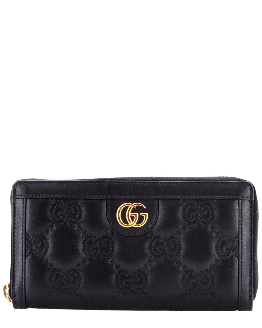 Gucci Ophidia Zip Around Wallet Gg Matelassé Leather (authentic Pre-loved) In Blue