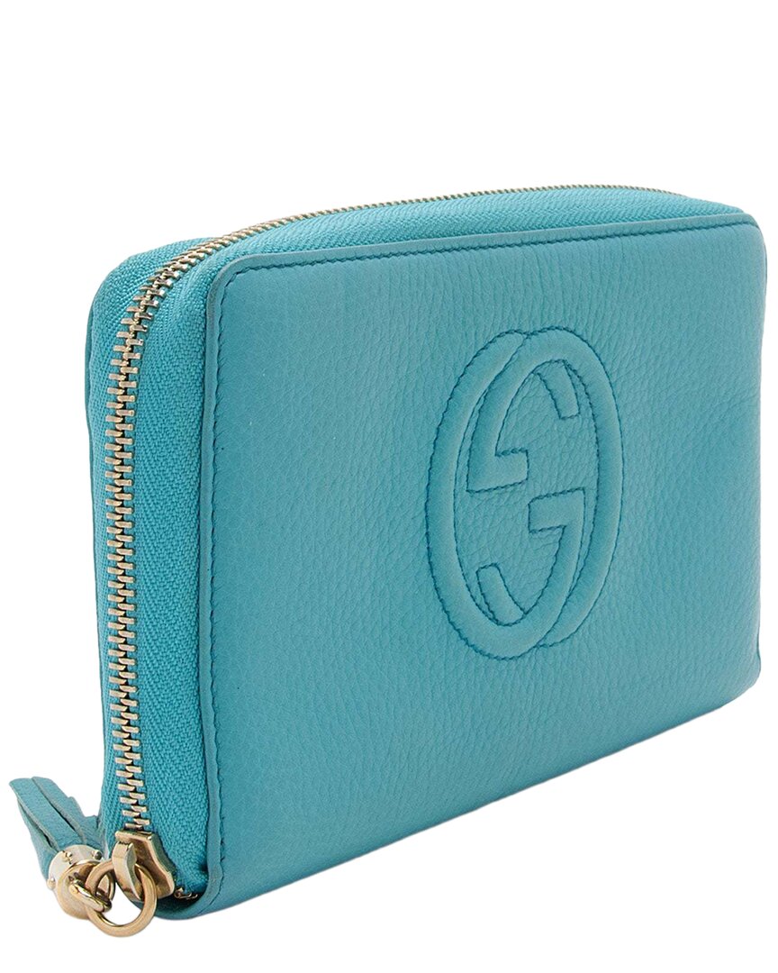 Gucci Leather Soho Zip Around Wallet (authentic Pre-loved) In Blue