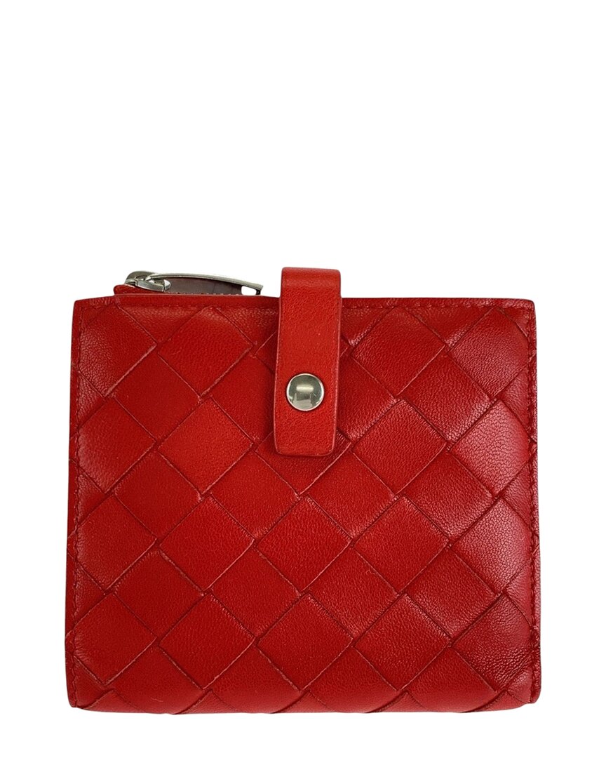 Bottega Veneta Red Leather Compact Wallet (authentic Pre-loved)
