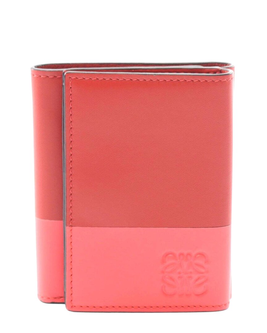 Loewe Leather Trifold Wallet Red/pink (authentic Pre-loved)