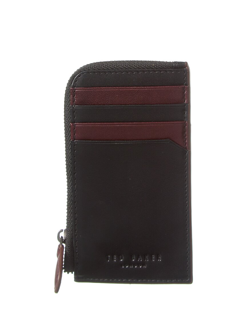 Ted Baker Nanns Contrast Detail Leather Zip Around Card Case In Black