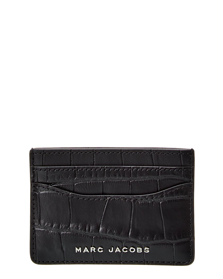 Marc Jacobs Croc-embossed Leather Card Case In Black