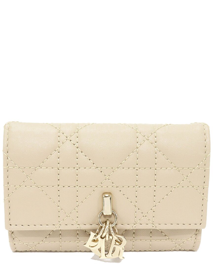 Dior Lambskin Coin & Card Case Beige (authentic Pre-loved) In Neutral