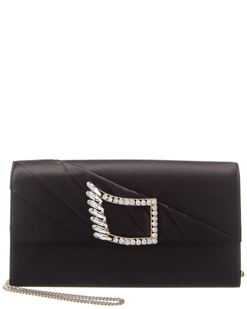Image of Roger Vivier Vivier Eye Buckle Satin Wallet On Chain