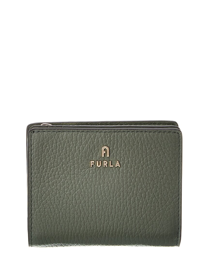 Furla Camelia Small Leather Compact Wallet In Green