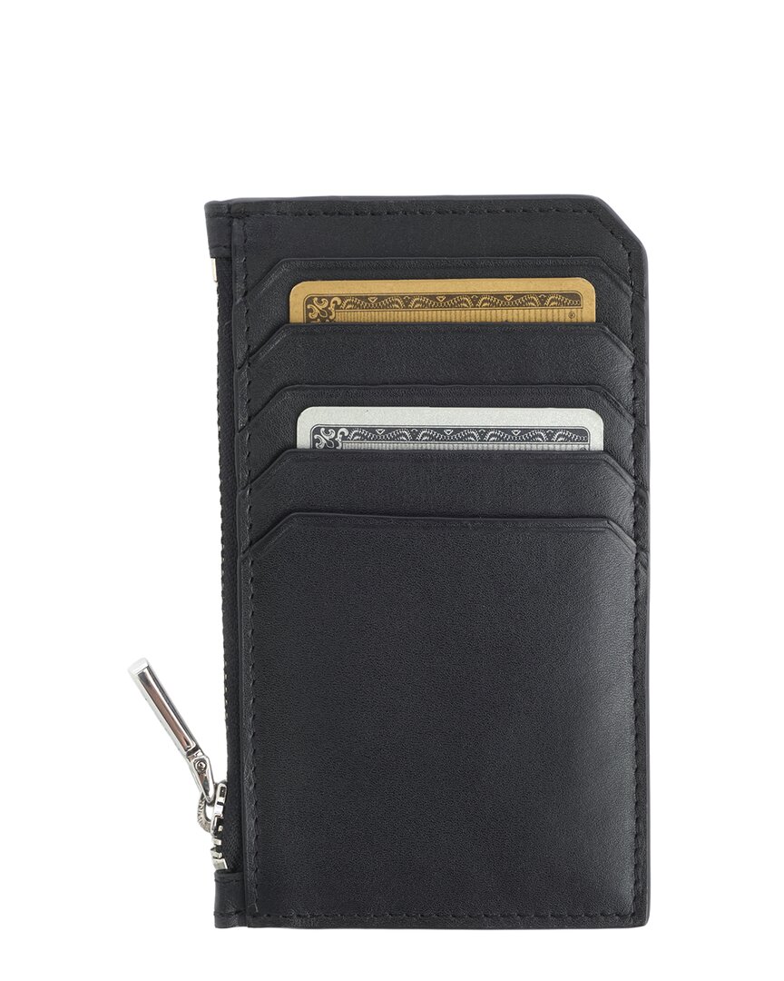 Royce New York Leather Zippered Credit Card Wallet In Black
