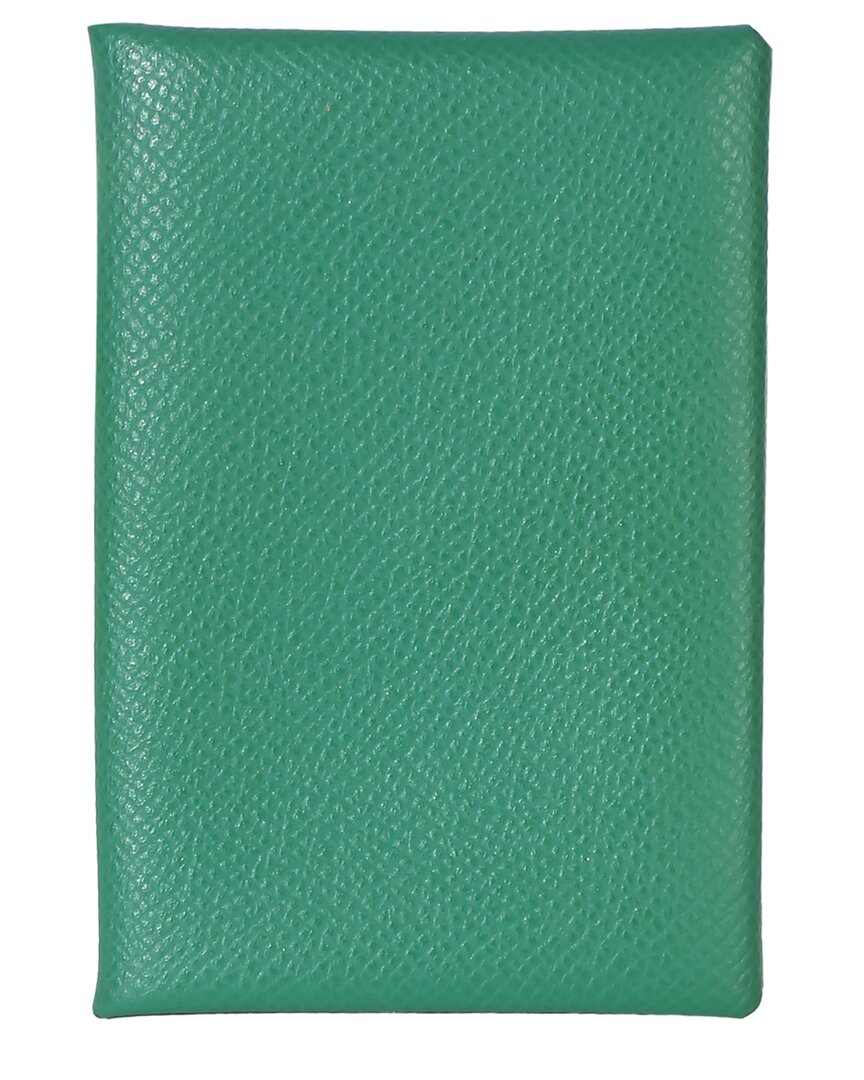 Hermes Hermès Vert Vertigo Epsom Calvi Card Holder (authentic Pre-loved)