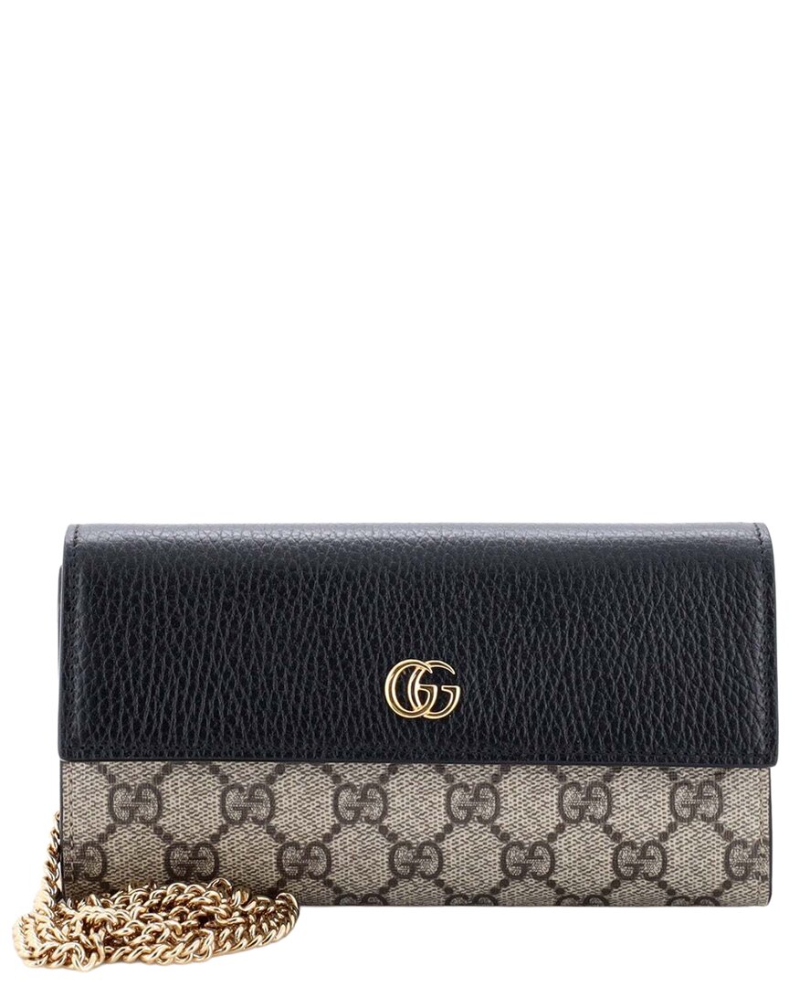 Gucci Gg Marmont Continental Chain Wallet Gg Coated And (authentic Pre-loved) In Multi