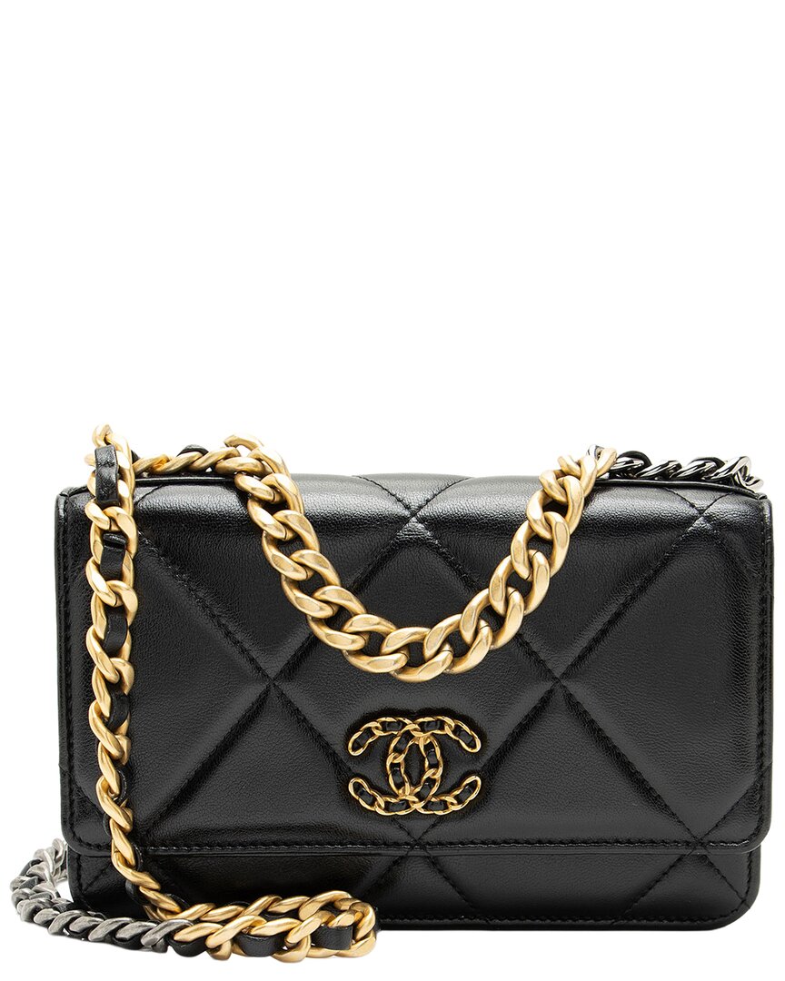 Chanel Black Lambskin 19 Wallet On Chain (authentic Pre-loved)
