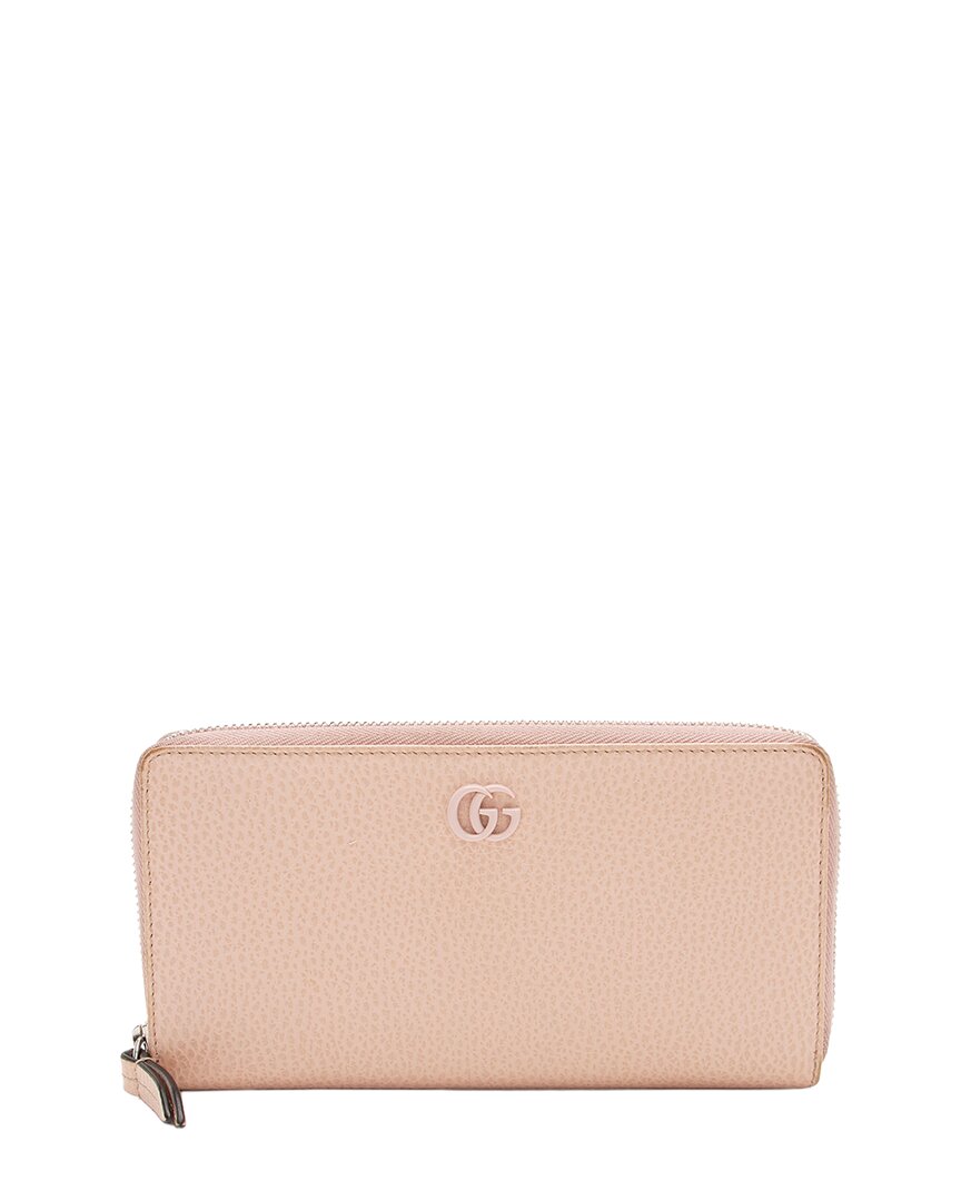 Gucci Pink Leather Gg Marmont Zip Around Wallet (authentic Pre-loved)