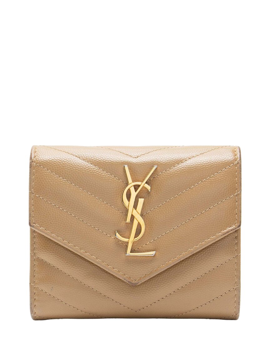 Saint Laurent Grain De Poudre Monogram Compact Trifold Wallet (authentic Pre-  Loved)