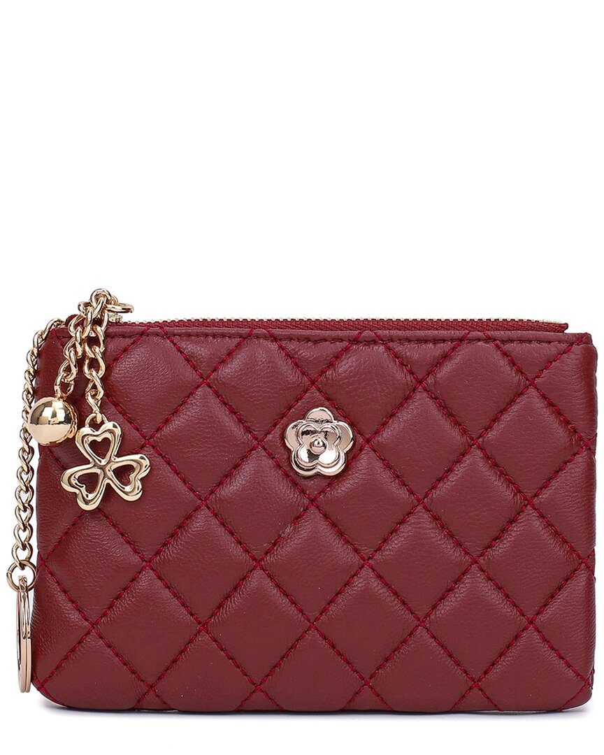 Tiffany & Fred Paris Quilted Leather Wallet In Red