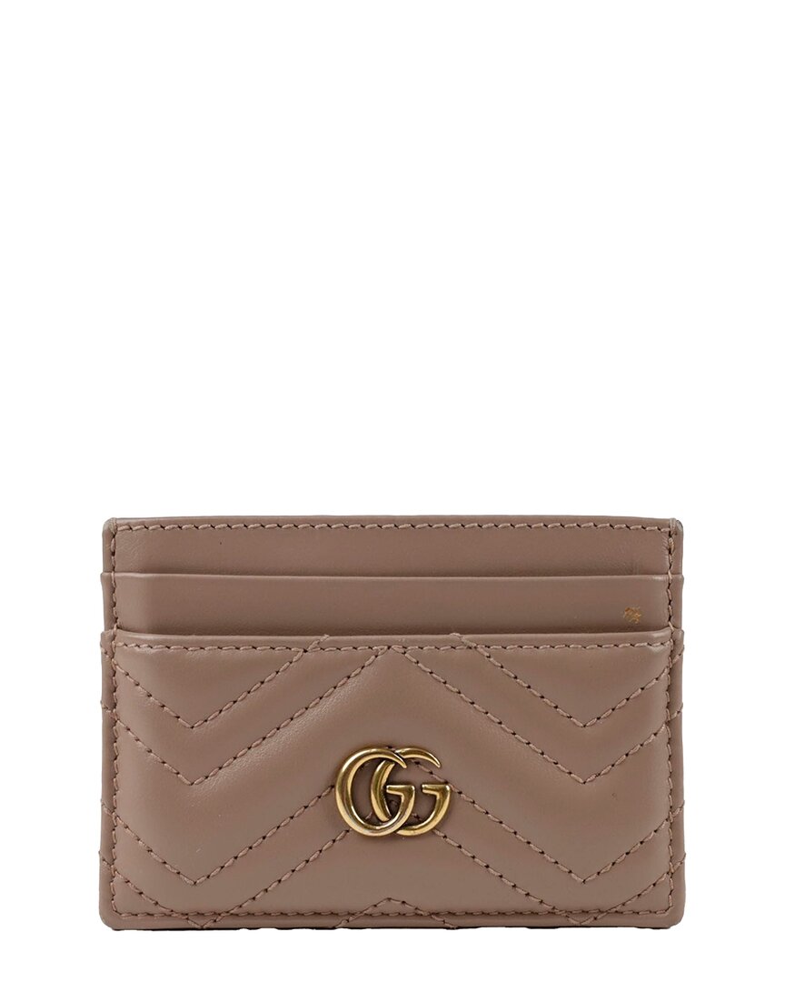 Gucci Pink Calfskin Gg Marmont Card Case Wallet (authentic Pre-loved) In Neutral