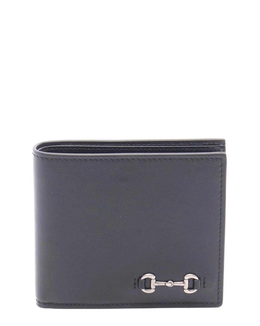 Gucci Black Calfskin Horsebit Bifold Wallet (authentic Pre-loved)