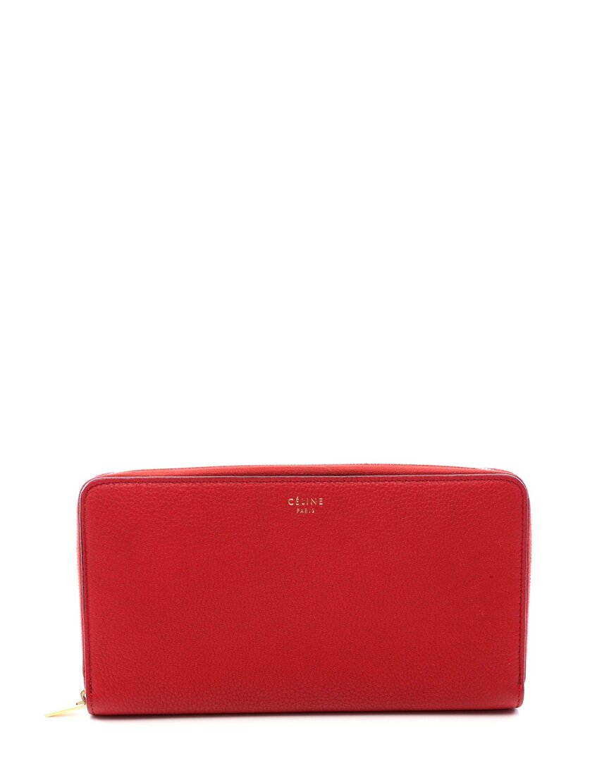 Celine Red Calfskin Round Long Wallet (authentic Pre-loved)