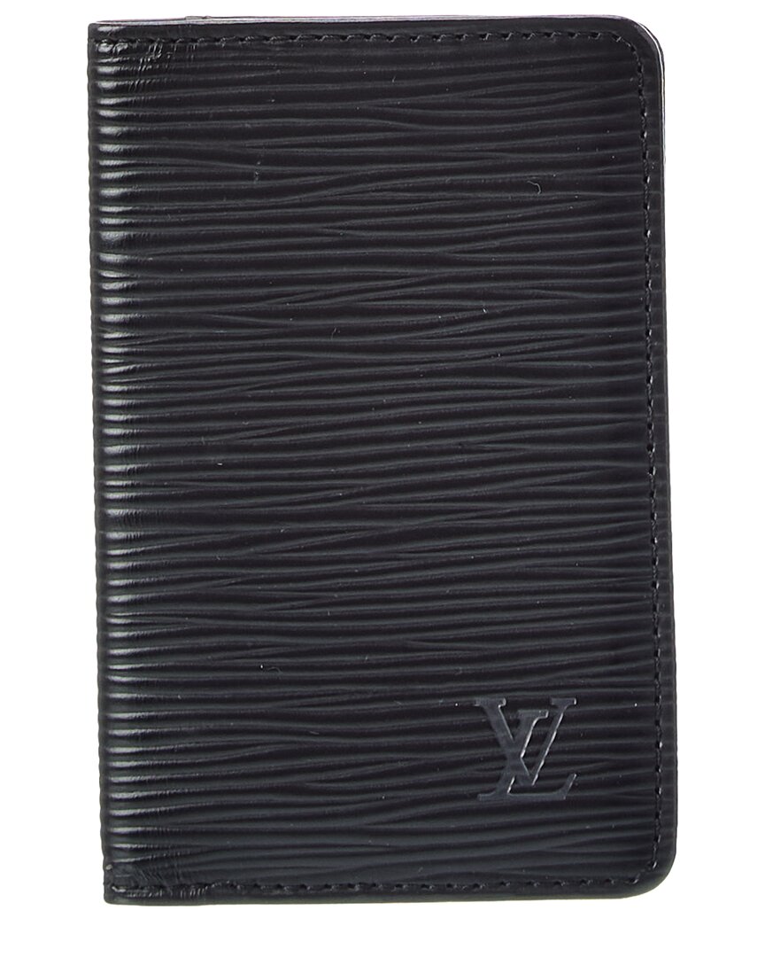 Pre-owned Louis Vuitton Black Calf Leather Card Case (authentic Pre-loved)