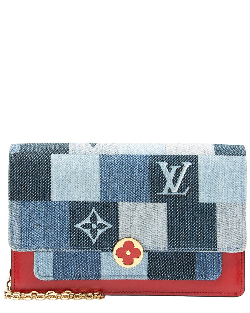 Louis Vuitton Blue Limited Edition Denim Patchwork Flore Chain Wallet (authentic Pre-loved)
