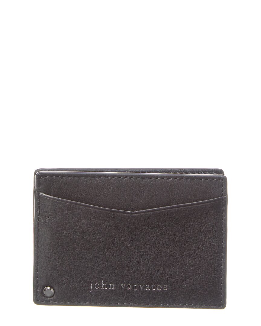 John Varvatos Heritage Dual Swing Leather Card Case In Black