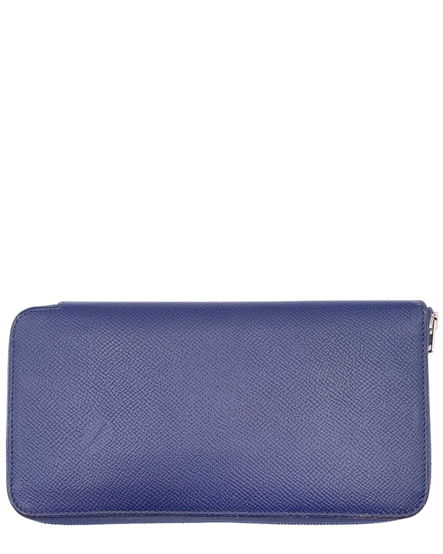 Pre-owned Hermes Hermès Blue Leather Azap Wallet (authentic Pre-loved)