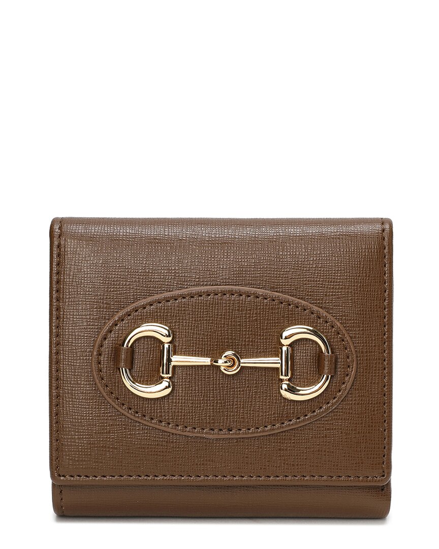 Tiffany & Fred Paris Saffiano Leather Wallet In Brown