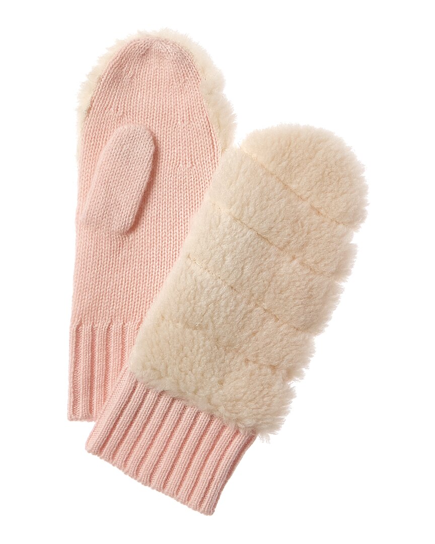 Hannah Rose Cashmere Sherpa Mittens In Pink
