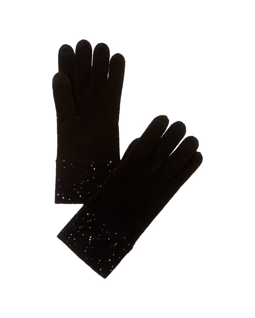 Sofia Cashmere Sofiacashmere Sequin Cashmere Gloves In Black