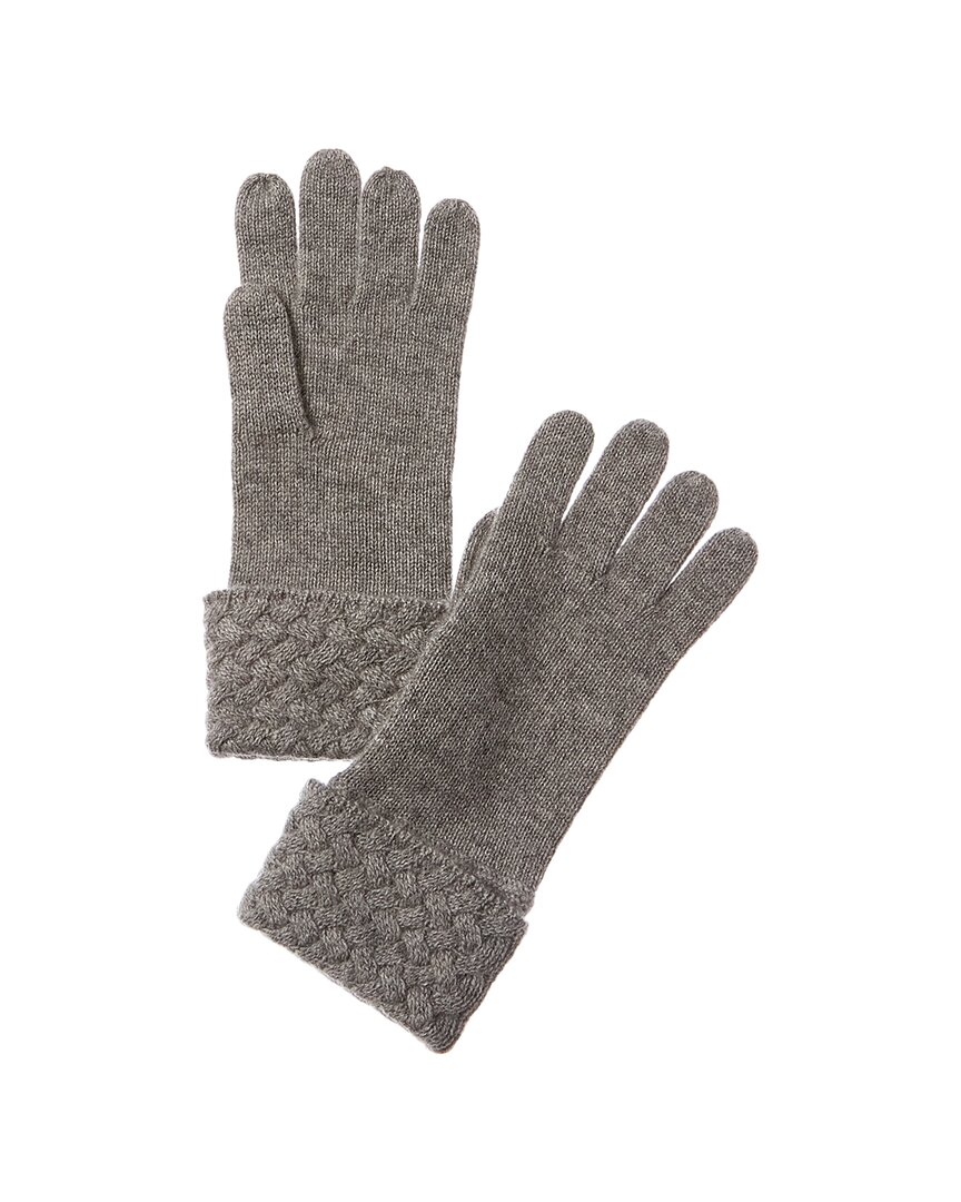 Sofia Cashmere Sofiacashmere Basketweave Stitch Cashmere Gloves In Grey