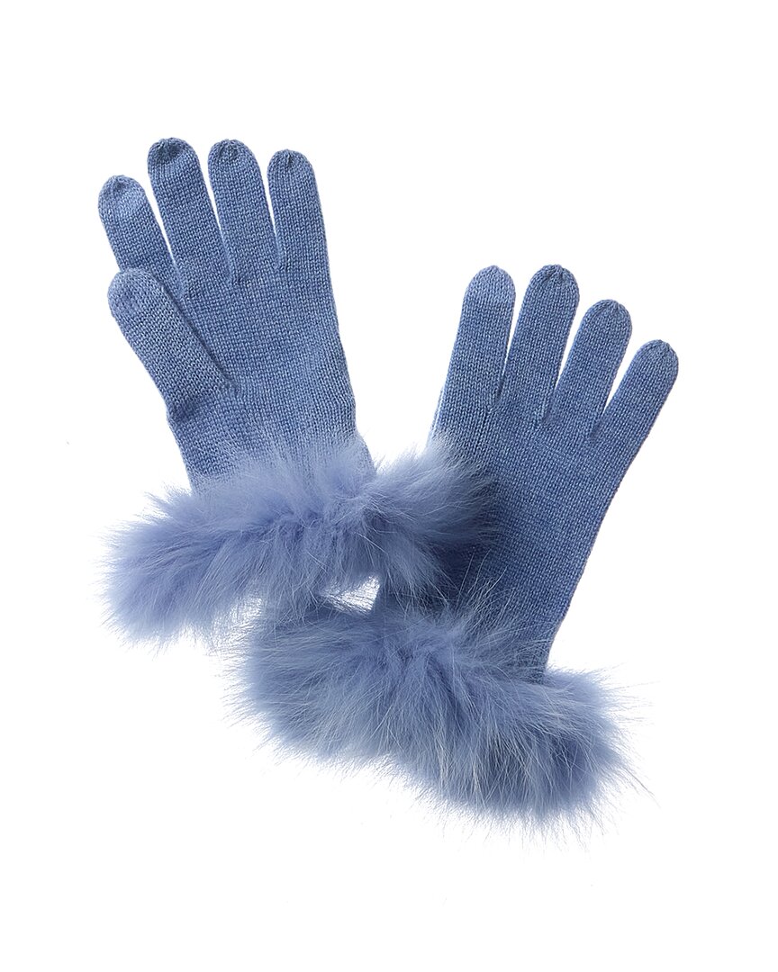 Sofia Cashmere Sofiacashmere Tech Cashmere Gloves In Blue