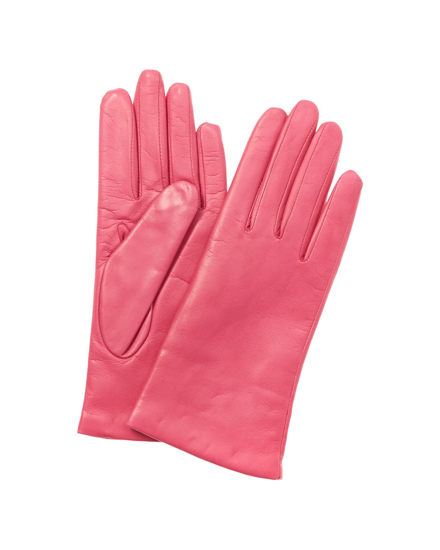 Portolano Women's Pink Leather Gloves In Pink