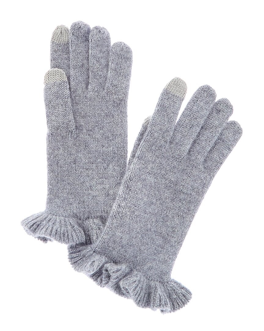Phenix Ruffle Cuff Knit Touch Tech Cashmere Gloves In Grey