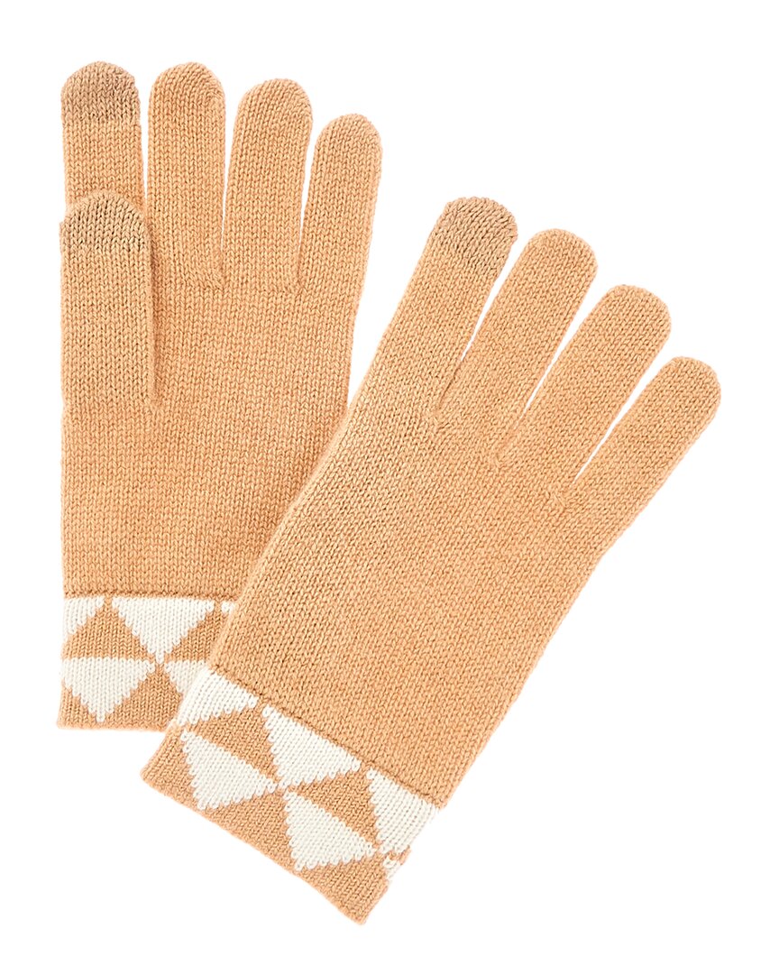Phenix Triangle Jacquard Cuff Touch Tech Cashmere Gloves In Brown