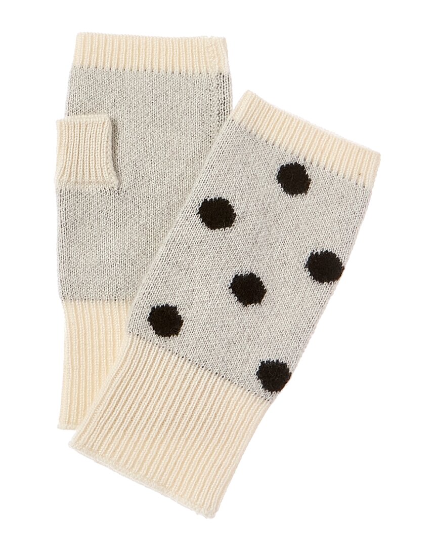 Phenix Dot Jacquard Cashmere Handwarmers In White