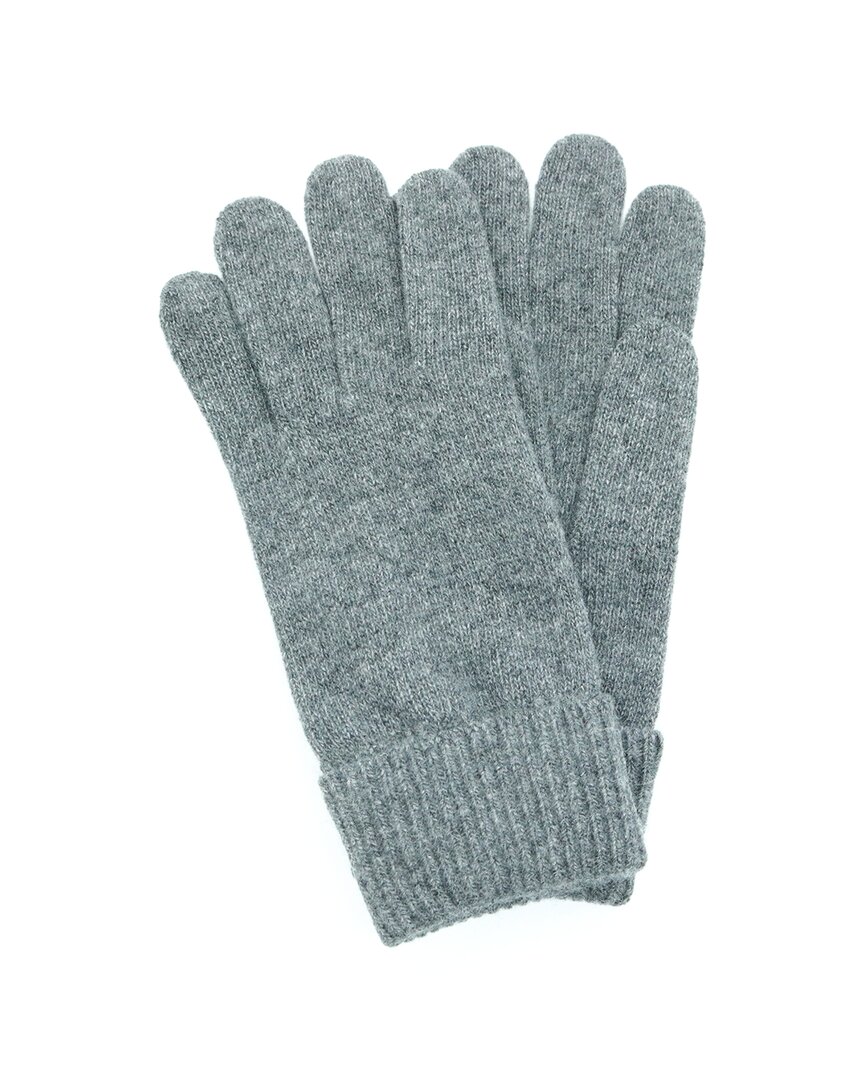 Portolano Ribbed Cuff Cashmere Gloves In Grey