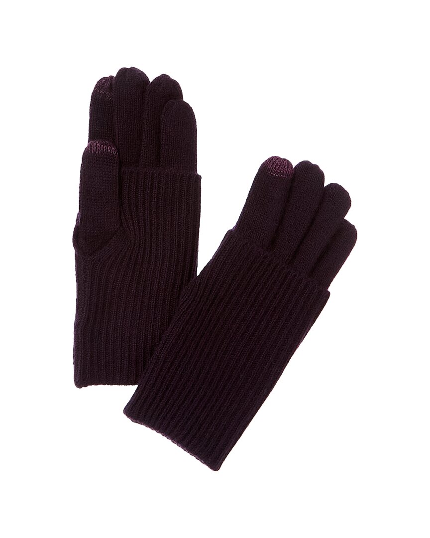 Amicale Cashmere Fold-over Rib Cuff Cashmere Gloves In Purple