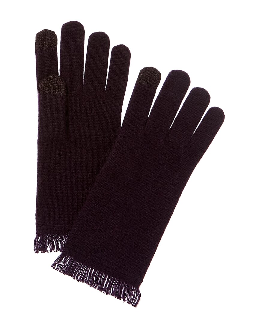 Shop Amicale Cashmere Jersey Fringe Cashmere Gloves In Purple