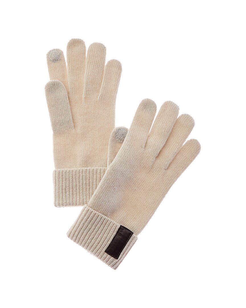 Portolano Leather-trim Cashmere Gloves In White