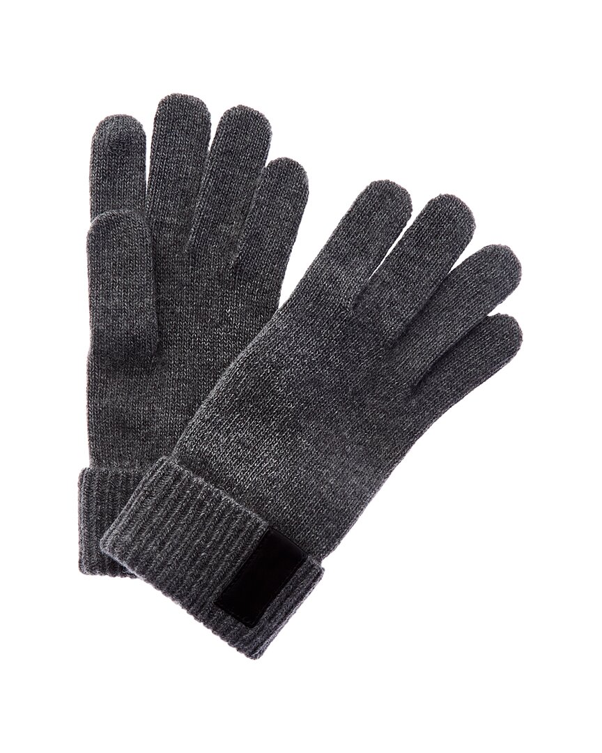 Portolano Leather-trim Cashmere Gloves In Grey
