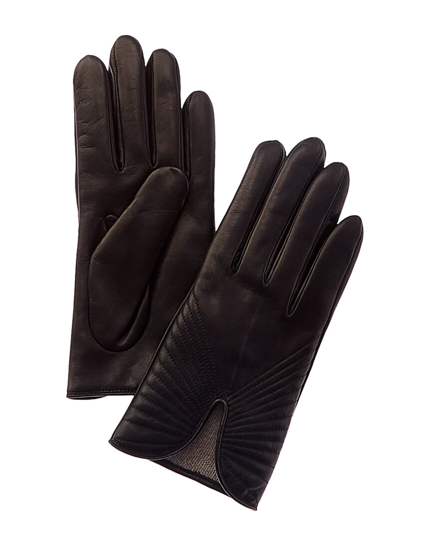 PORTOLANO PORTOLANO PIPING DETAIL CASHMERE-LINED LEATHER GLOVES
