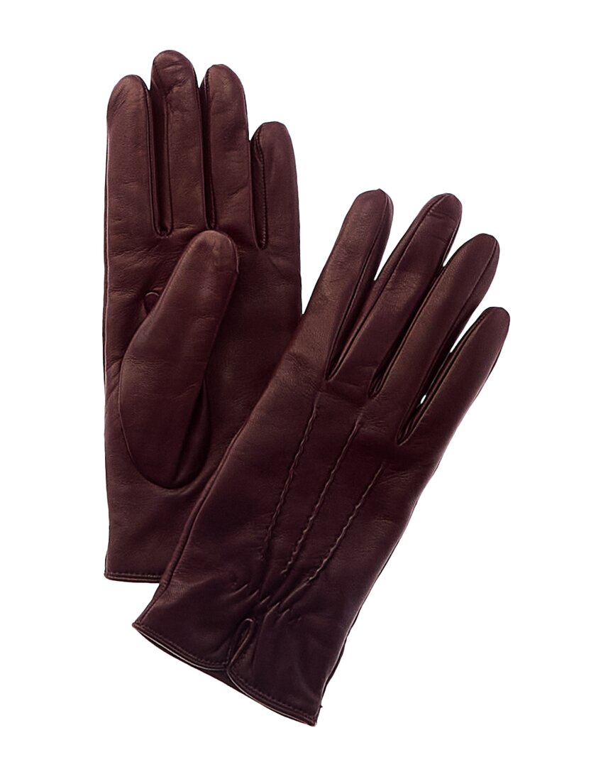 Shop Portolano Piping Detail Cashmere-lined Leather Gloves In Red