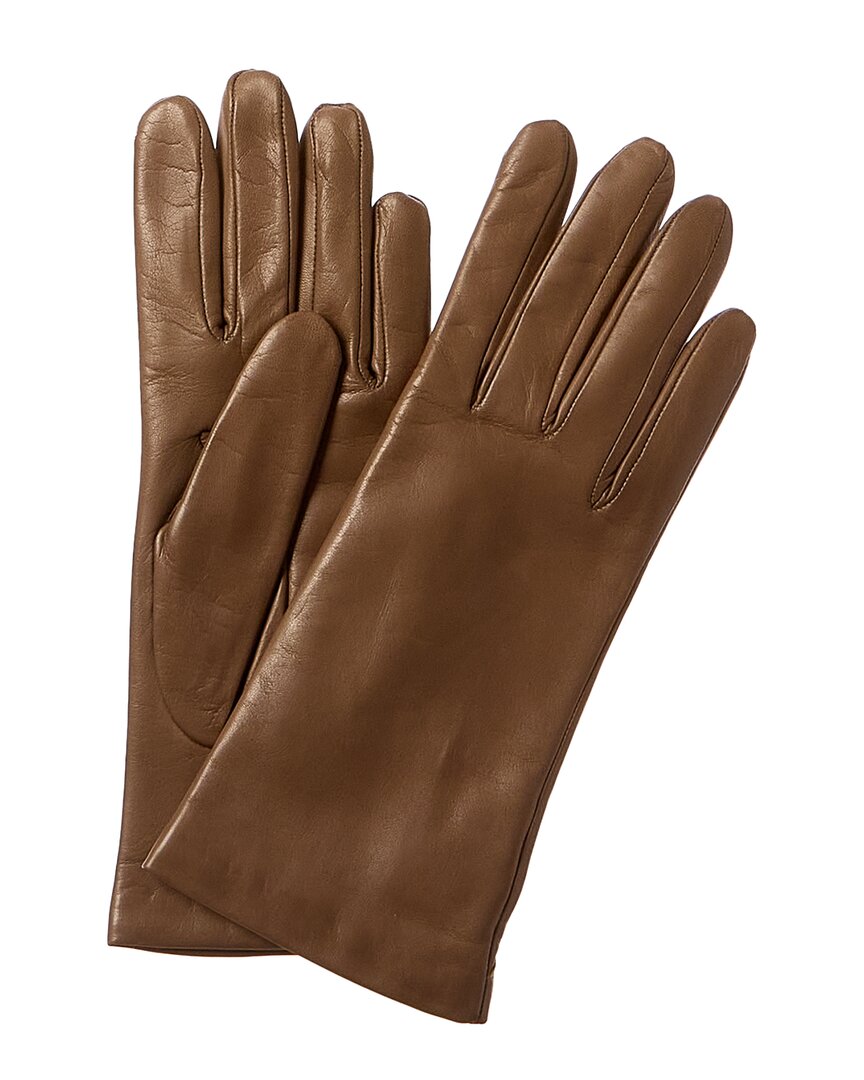 Portolano Cashmere-lined Leather Gloves In Brown