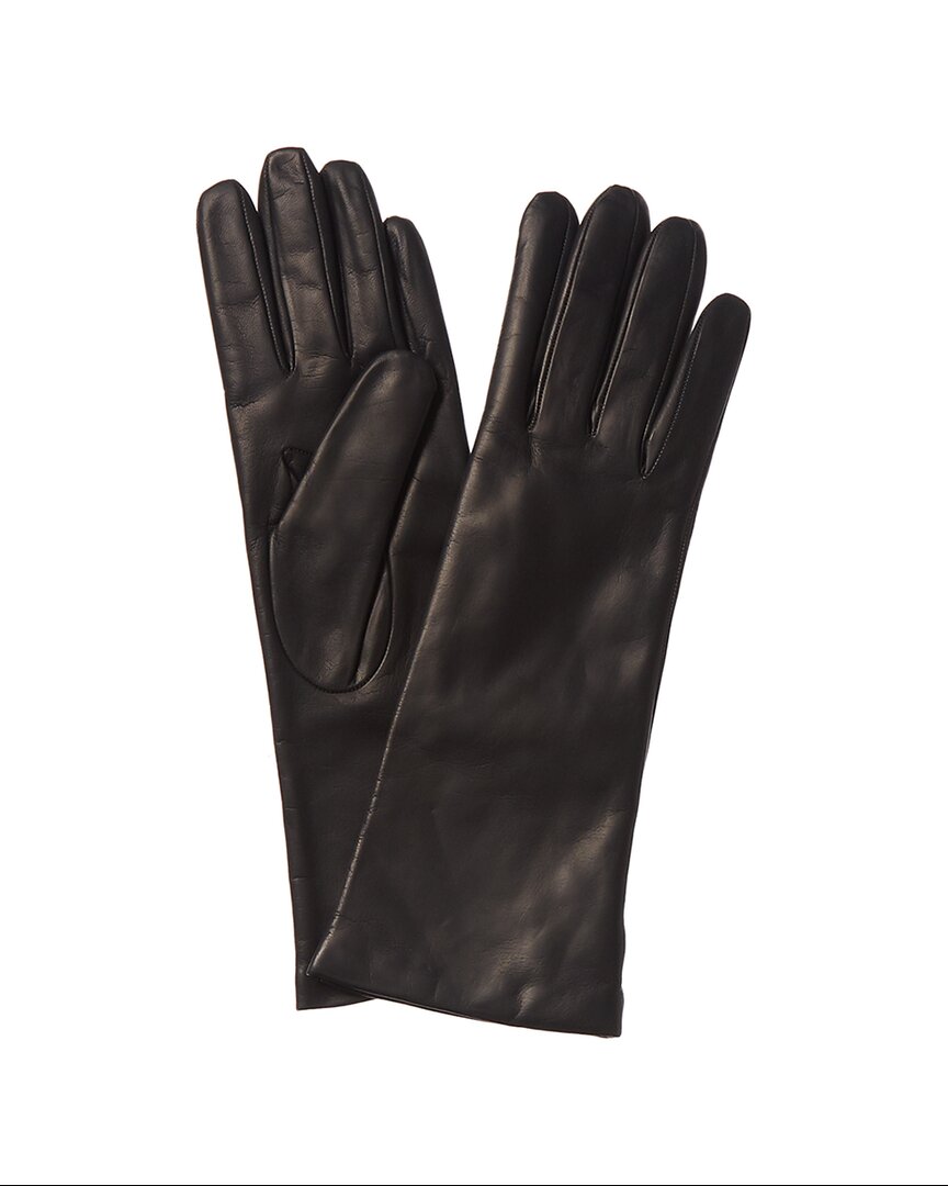 Portolano Cashmere-lined Long Leather Gloves In Grey