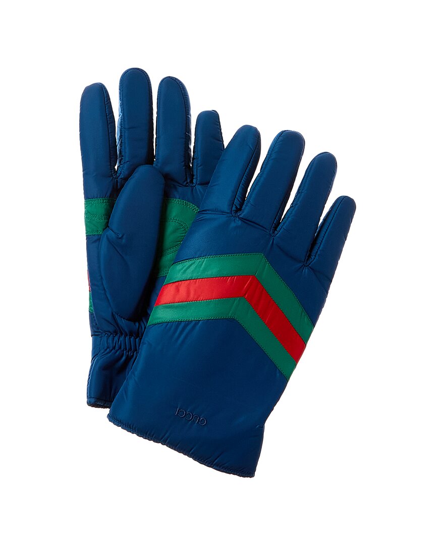 Gucci Dnu  Cashmere-lined Gloves In Blue