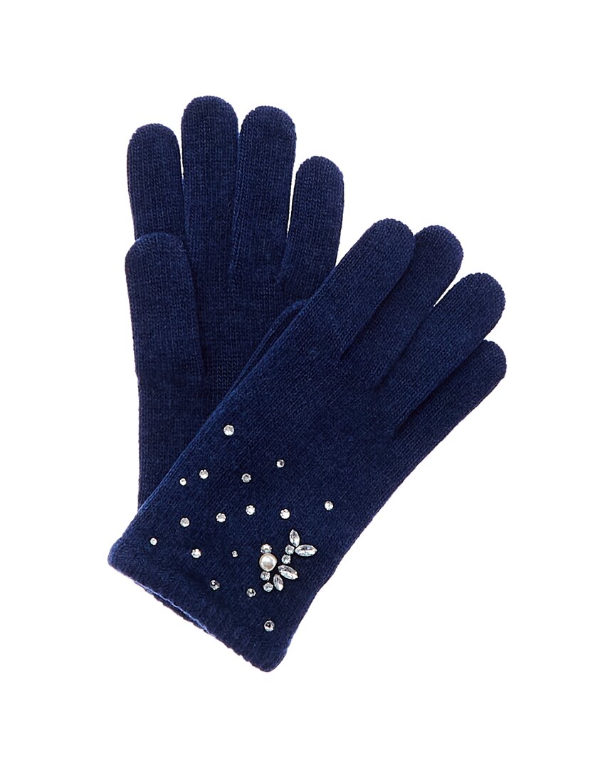 Portolano Embellished Cashmere Gloves In Blue