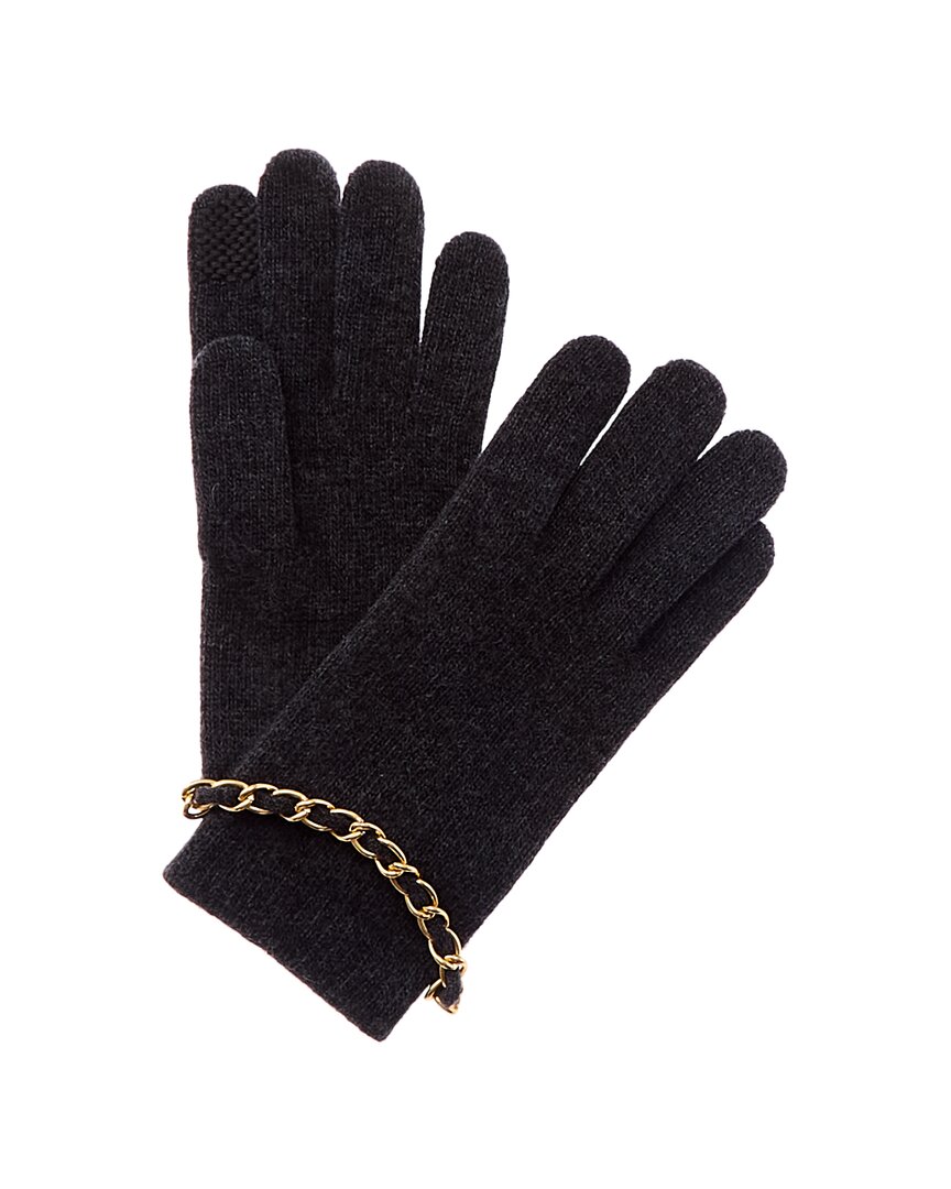 Portolano Chain Cashmere Tech Gloves In Grey