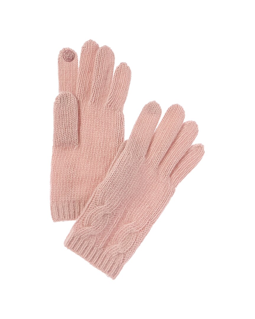 Portolano Cable Cashmere Tech Gloves In Pink